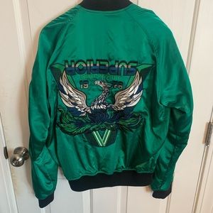diesel satin embroidered bomber jacket